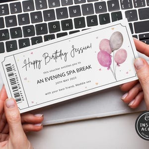 Bearbeitbarer Geburtstagsgeschenkgutschein Print at Home Ballonticketvorlage Geschenkkarte Geburtstagsgeschenkticket Geburtstagsballongeschenkgutscheinvorlage