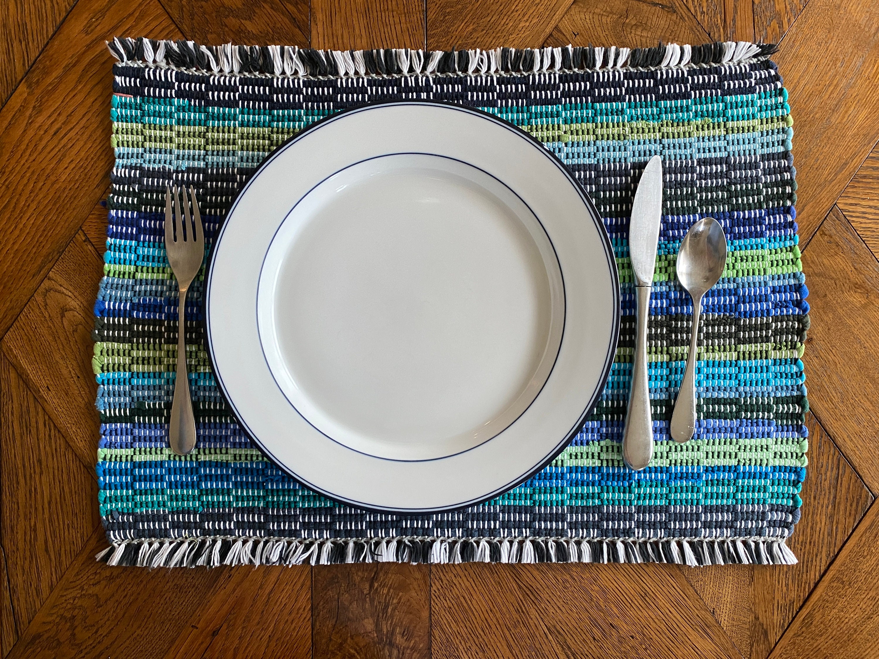 Handwoven TShirt Yarn Placemat or Centerpiece Shades of Etsy