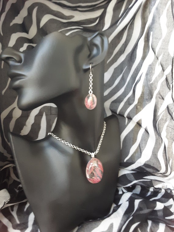 Japanese Maple Leaf Pendant And Earring Set Resin Necklace - Maple Leaf Pendant Necklace