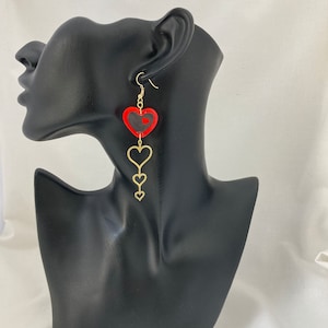 Heart Dangle Earrings Resin Earrings Valentine Gift for Her Handmade Earrings Gift for Mom Valentines Day Earrings Heart Shaped Jewelry