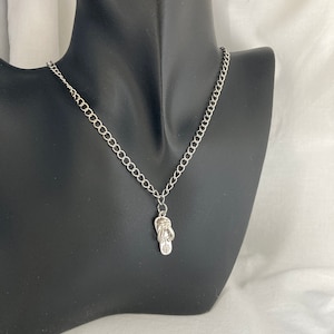 Single Flip-Flop Charm Necklace  Silver Flip-Flop Charm  Shoe Pendant  Silver Charm