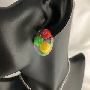 MM Candy Pendant  MM Candy Earrings  Resin Necklace  Candy Necklace  Candy Jewelry  Handmade Jewelry Set  Oval Jewelry Set