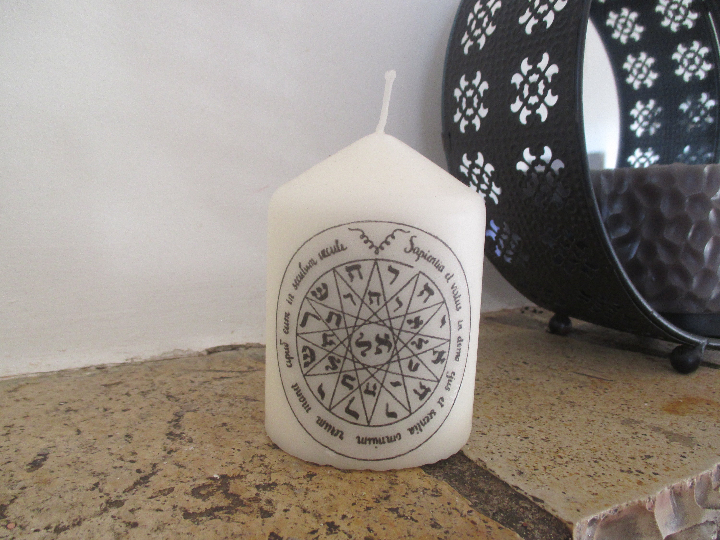 Bougie Pentacle de Mercure Ésoterique Paienne Pour Autel Rituel Magie Talisman Protection Méditation