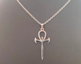 Ägyptische Silber minimalistische Ankh-Kreuz-Halskette, Ankh-Kreuz-Anhänger, ägyptischer Schmuck, Kreuzschutz-Amulett, Schutz-Talisman.