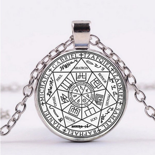 Collier Amulette Sceau Des Sept Archanges, Pendentif Talisman de Protection Puissant, Protection Divine, Dévotions Prières,