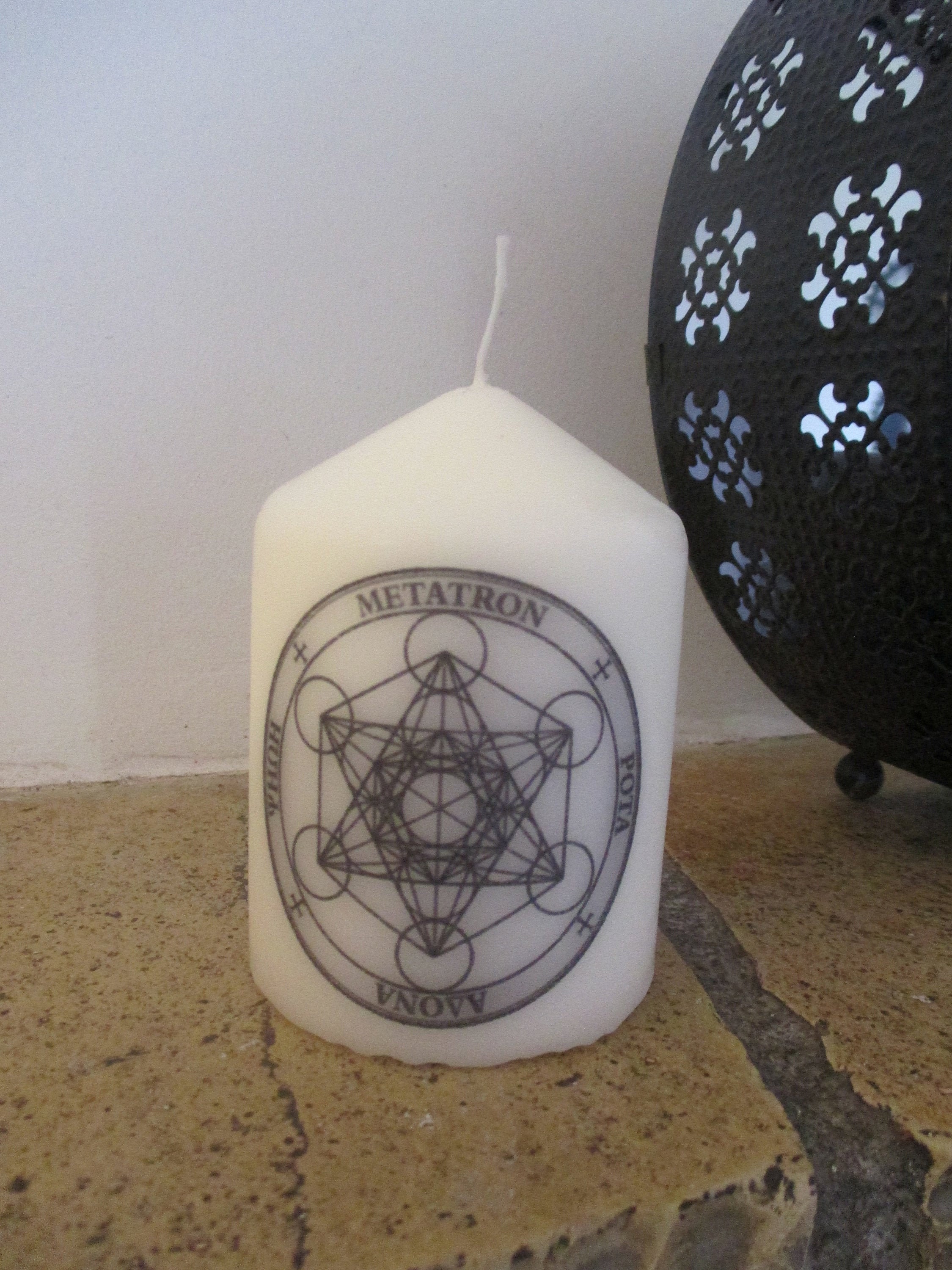 Bougie Ésoterique Cube de L'archange Metatron Pour Autel Rituel Magie Talisman Dévotion Enochien Déc