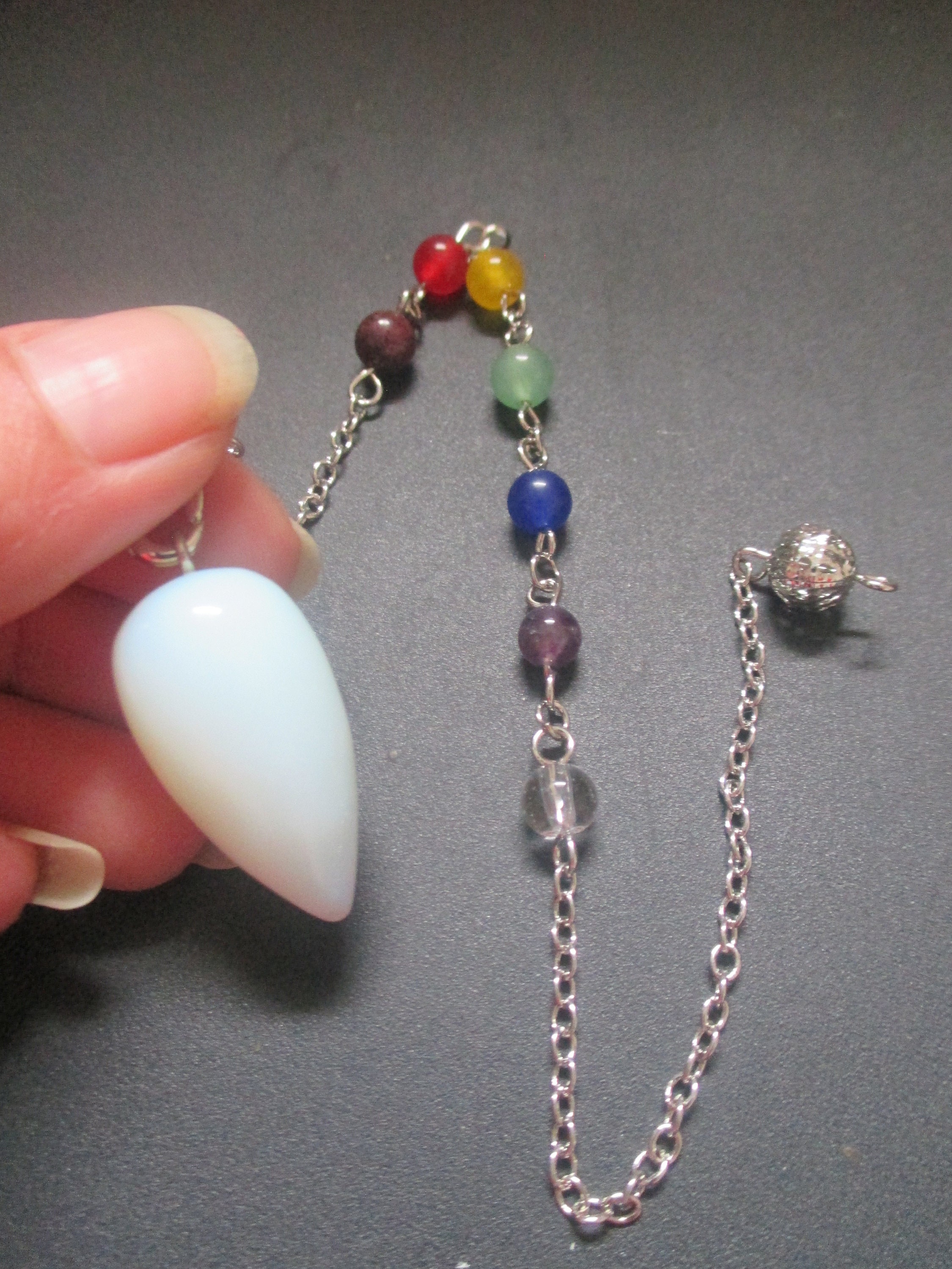 Pendule Radiesthesie en Pierre d'opalite, Pendule Divinatoire Ésoterique, Opalite