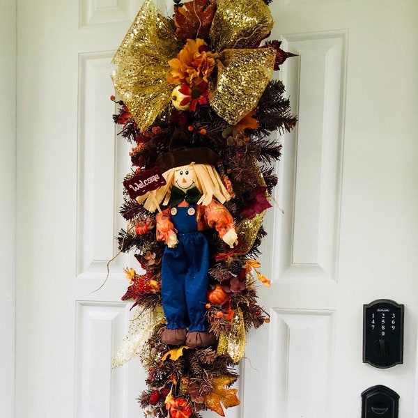 Fall Swag for Front Door, Welcome Fall Swag, Fall Swag, Halloween Front Door, Fall Front Door, Thanksgiving Front Door, Fall Decor, Swag