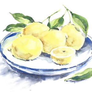 Lemons watercolor illustration, wall art, decor, original painting, Lemons painting, Lemons art