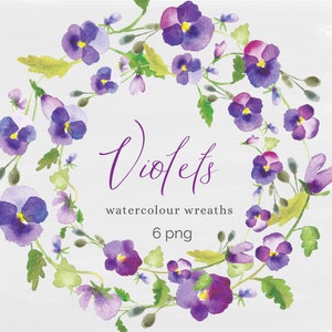 Lila Wiese Blumen Aquarell Clipart Kranz, Hochzeit Blumen Clipart, Florale Designs für DIY HochzeitSeinladungen