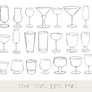 Wine glass outline vector 21 styles, SVG bundle, cut files, silhouette files. Instant download. Clipart.