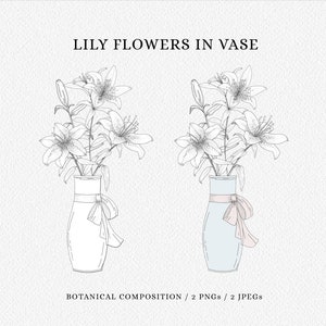 Lilium, Lily Botanical Sketch, PNG Clipart, Lily Stamp, Line drawing, Floral poster, Black white, lily svg,  Digital Stamp Set