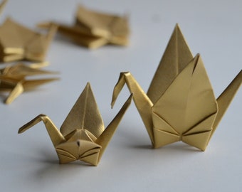 Gold Origami Tsurus - Decoration Origami