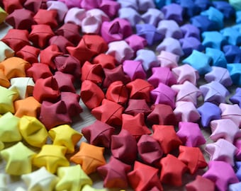 100 Handgemaakte Origami Gelukssterren - Veelkleurig