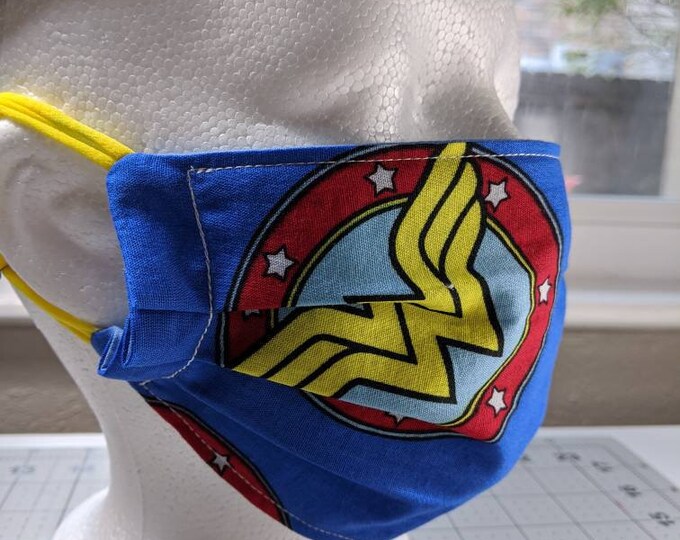 Wonder Woman Face Mask. Pleated Style 2 Layers of Cotton Etsy