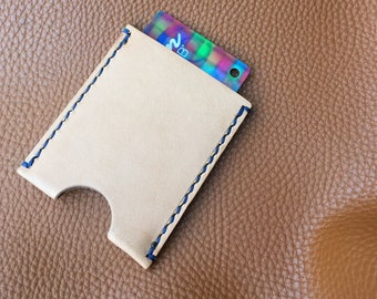 slim card holder, hand stitched, Leather Credit card wallet / sleeve