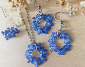 Forget Me Not Earrings, Something Blue Bride, Wedding Jewelry, Real Flower Earrings, Bridal Earrings, Handmade Gift, Birthday Gift for Her