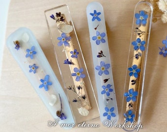 Pressed Flower French Barrettes, Forget Me Not Hair Clips, Botanical Hair Clips for Women, Cottagecore Hair Slides, Wedding Hair Accessories