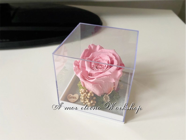 Preserved Rose Acrylic Box Valentines Day Black Rose Flower Etsy