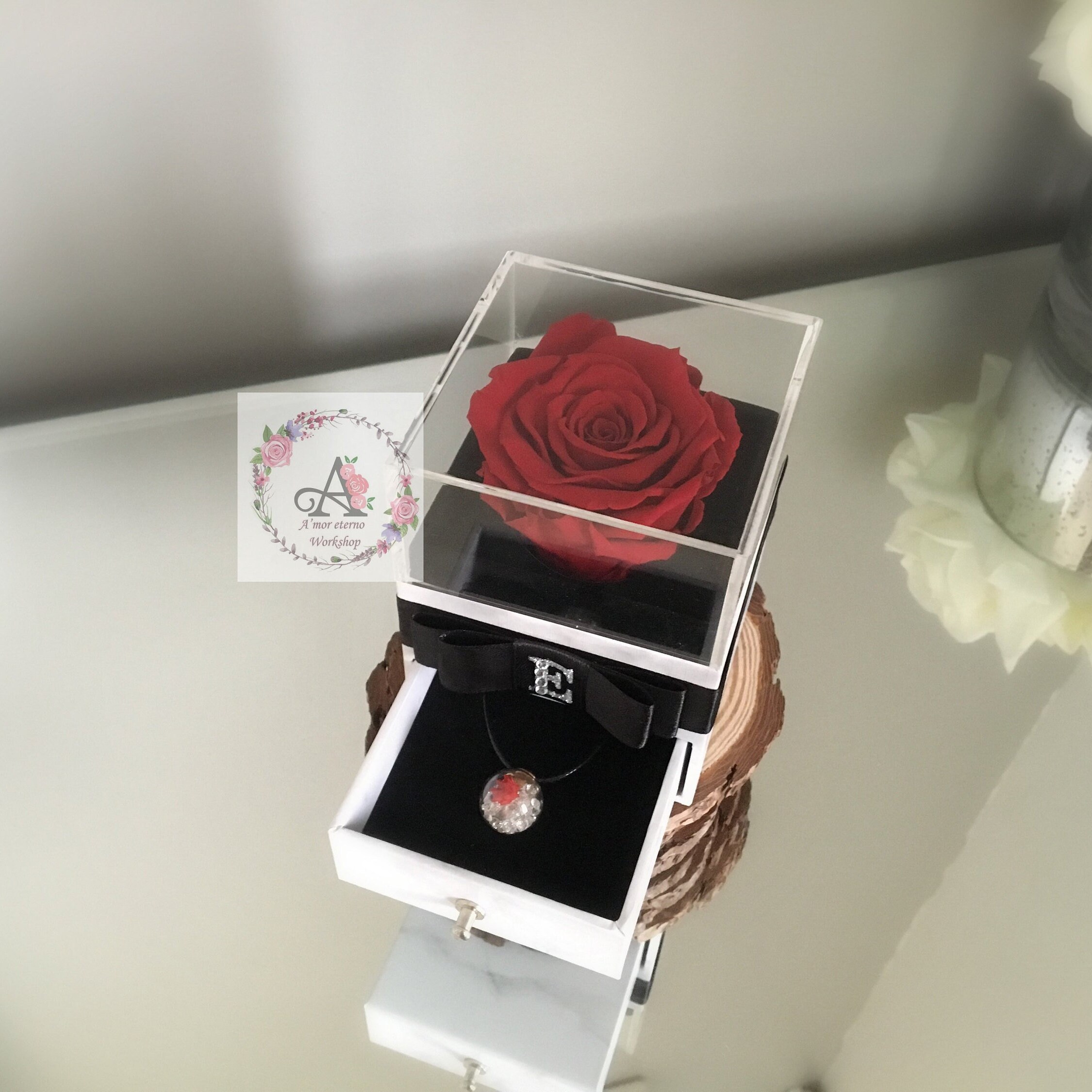 Personalised Flower Ring box Preserved Rose in Box Jewellery Etsy