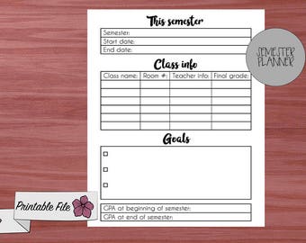 semester planner etsy semester planner printable