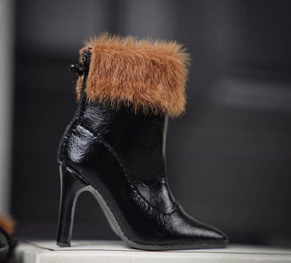 BJD Faux Fur Trim High Heel Ankle Boots, Winter Fashion Shoes in SD16 Sdgr  Smart Doll Size - Etsy