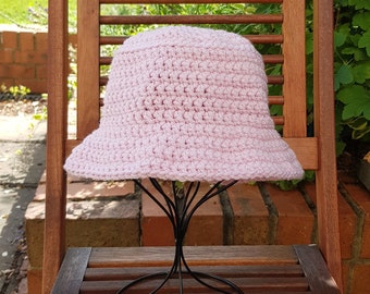 Bucket hat, crochet, hot pink, candy floss pink summer festival wear, Barbiecore, adult size, summer hat, pink bucket hat, candyfloss pink