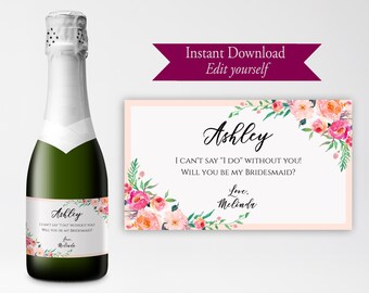favor champagne label editable template thank you wine etsy