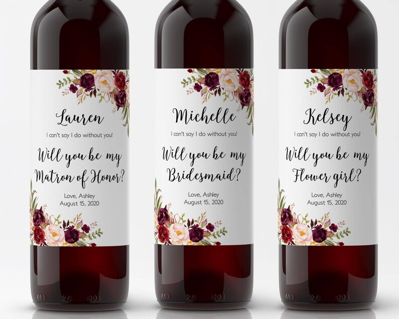 Bridesmaid Wine Label Editable Template Will You Be My | Etsy
