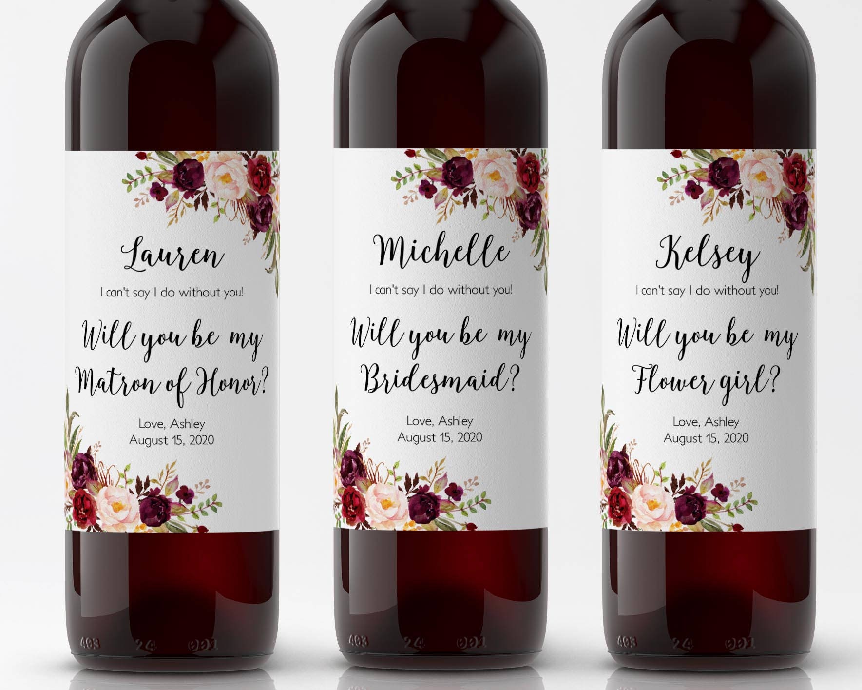 Bridesmaid Wine Label, Editable Template, Will You Be My Bridesmaid ...