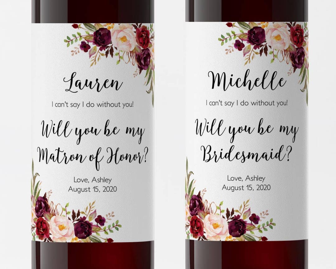 Bridesmaid Wine Label, Editable Template, Will You Be My Bridesmaid ...