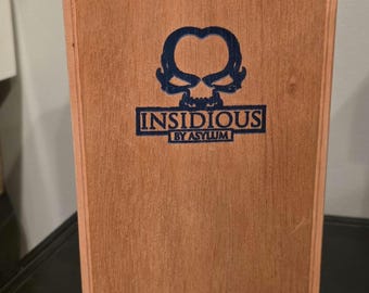 2pk Insidious by Asylum Empty Wooden Cigar Boxes with Metal Hinges and Clasp