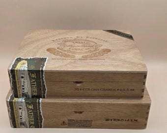 Set of 2 Empty Wooden Cigar Boxes JAIME GARCIA with metal hinges