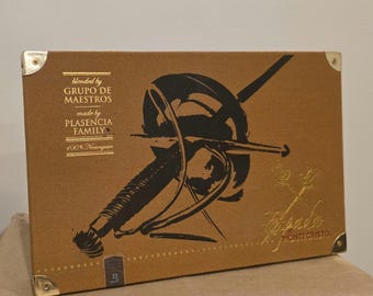 Montecristo Espada Empty Wooden Cigar Box with metal hinges