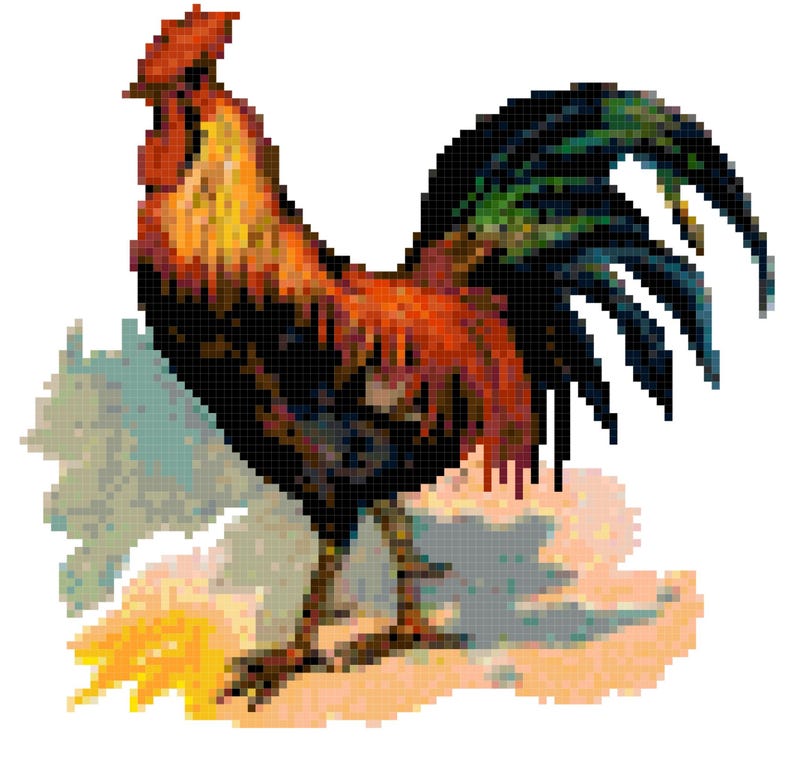 Rooster 1 Counted Cross Stitch Pattern PDF Download Etsy