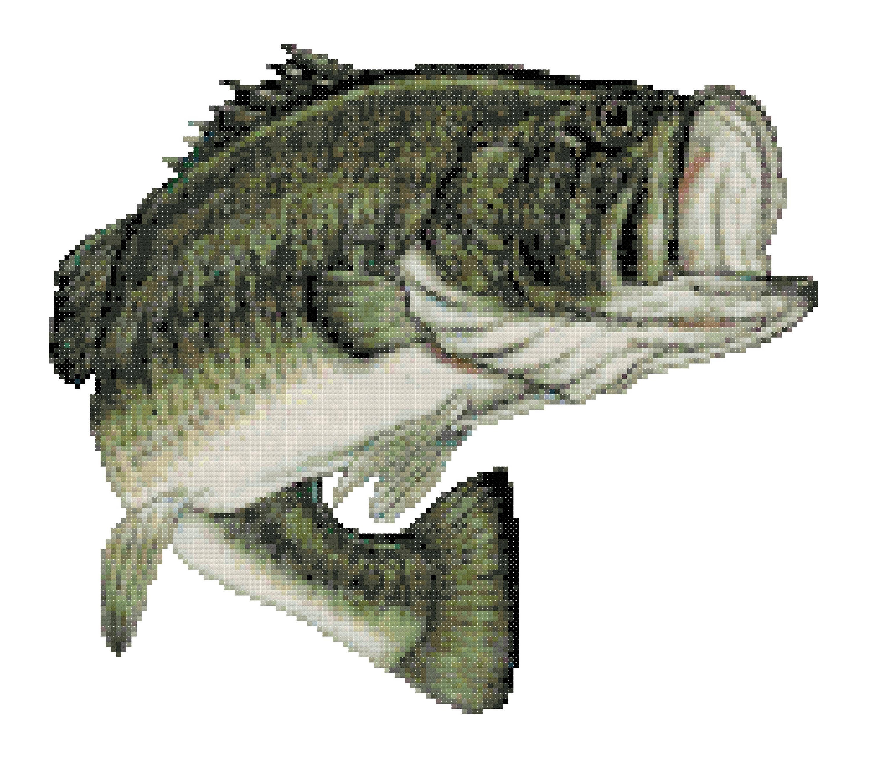 Large Mouth Bass Counted Cross Stitch Pattern PDF Download, image size:3000x2645