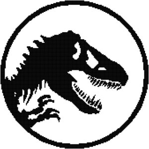 T-Rex Head In A Circle Counted Cross Stitch Pattern