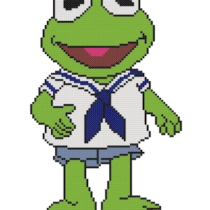 Baby Kermit Counted Cross Stitch Pattern PDF Download