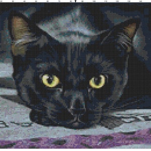 Black Cat Counted Cross Stitch Pattern Download
