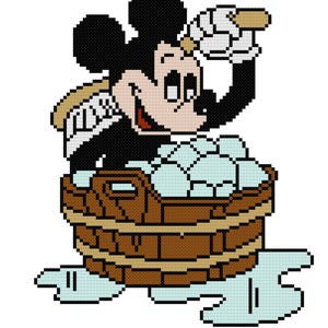 Bath Time Mickey Mouse Counted Cross Stitch Pattern PDF Download