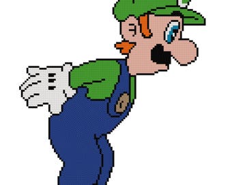 Luigi From Mario Brothers Counted Cross Stitch Pattern PDF Download
