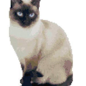Siamese Cat Counted Cross Stitch Pattern PDF File