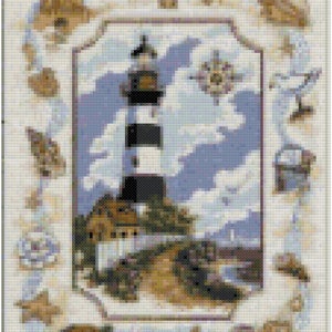 Sea Side Light House Counted Cross Stitch Pattern PDF Download