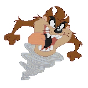 Tasmanian Devil (Taz)  Counted Cross Stitch Pattern PDF Download color