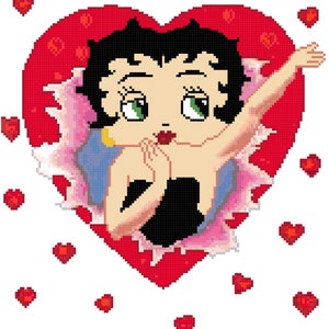 A Betty Boop Valentine Counted Cross Stitch Pattern PDF Download