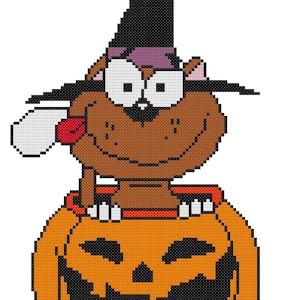 Peek-A-Boo Pumpkin Cat Counted Cross Stitch Pattern PDF Download