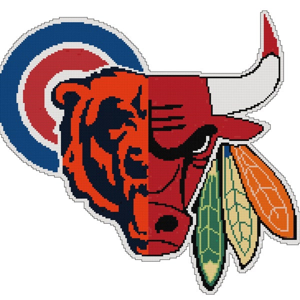 Chicago Sports Mash Up Counted Cross Stitch Pattern