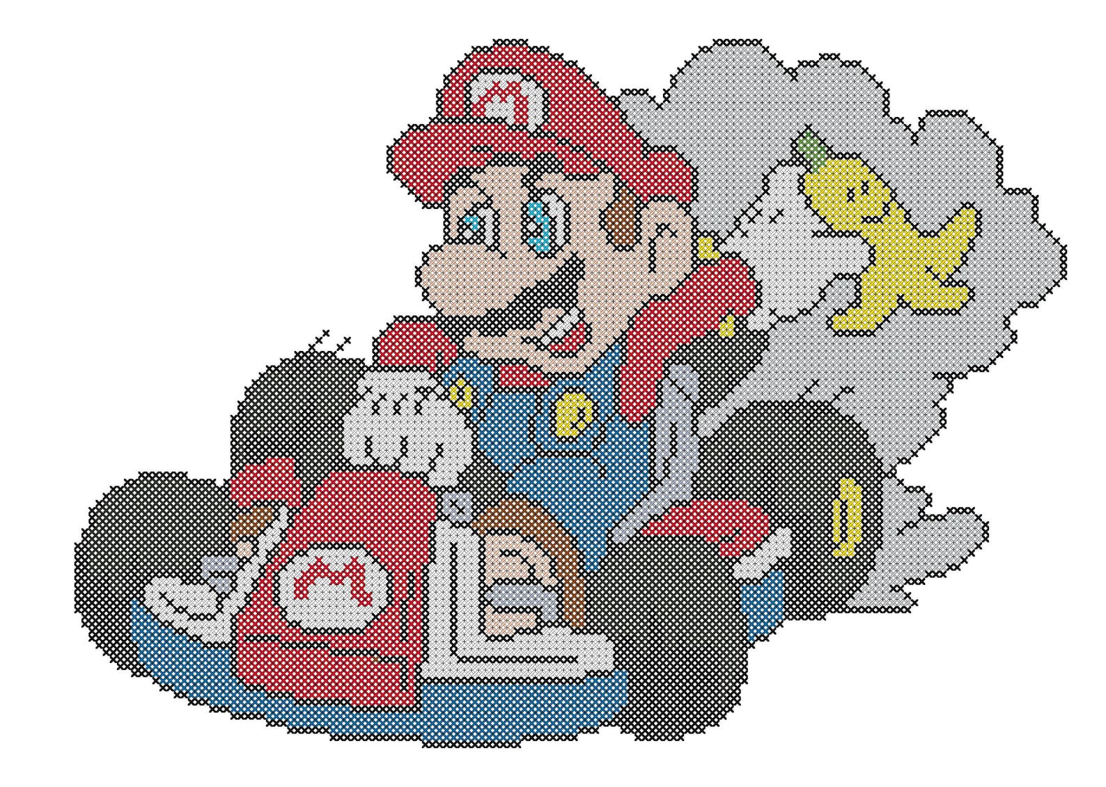 Mario From Mario Cart Counted Cross Stitch Pattern PDF Download - Etsy