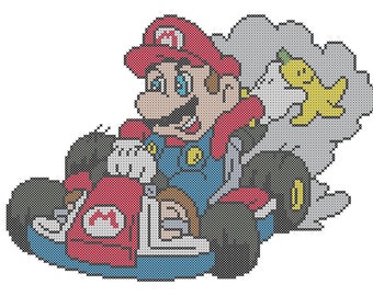 Mario From Mario Cart Counted Cross Stitch Pattern PDF Download