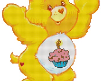 Birthday Bear Counted Cross Stitch Pattern PDF Download